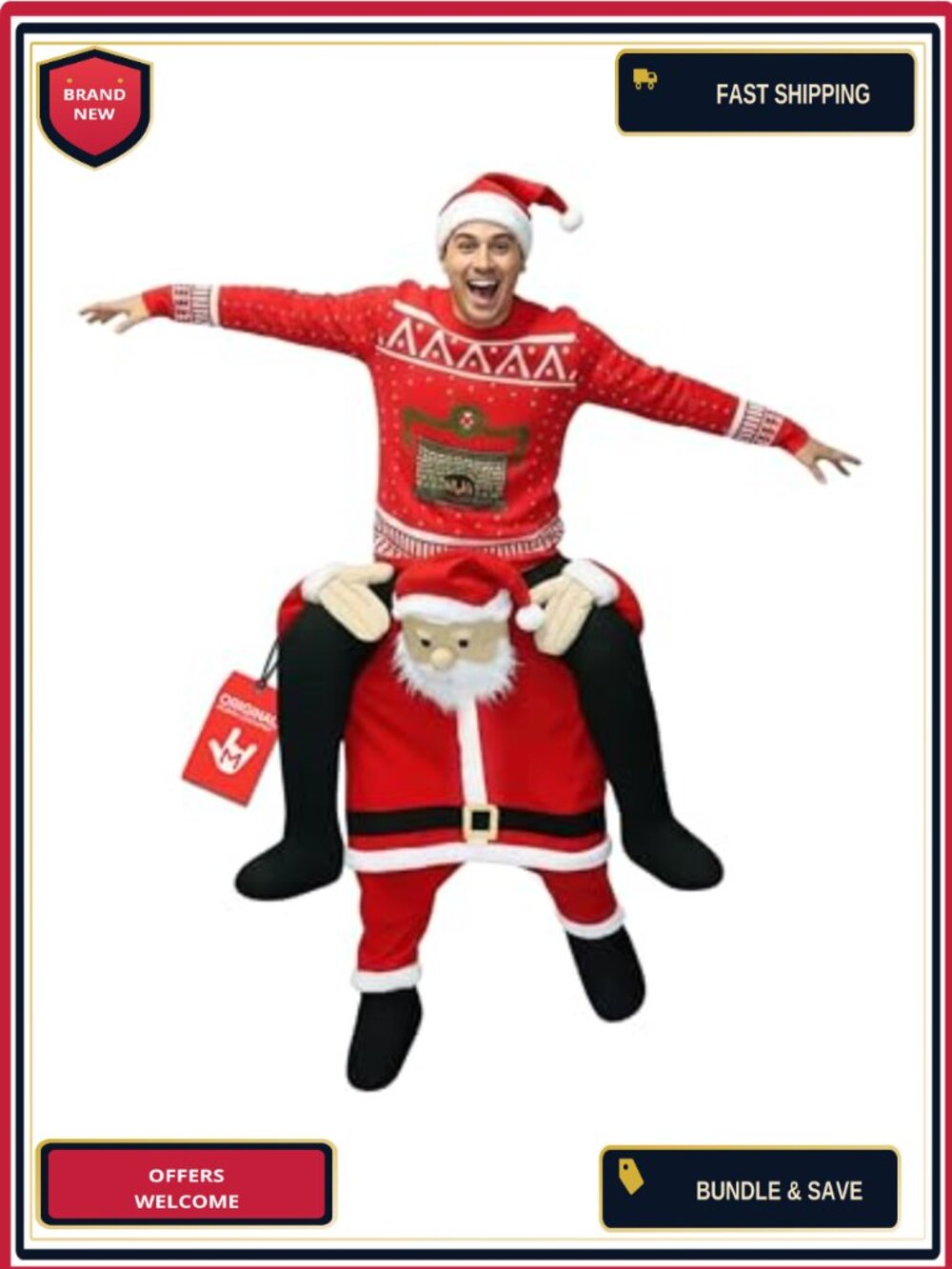 Santa Piggyback Costume Adult One Size Fits Most Polyester Christmas